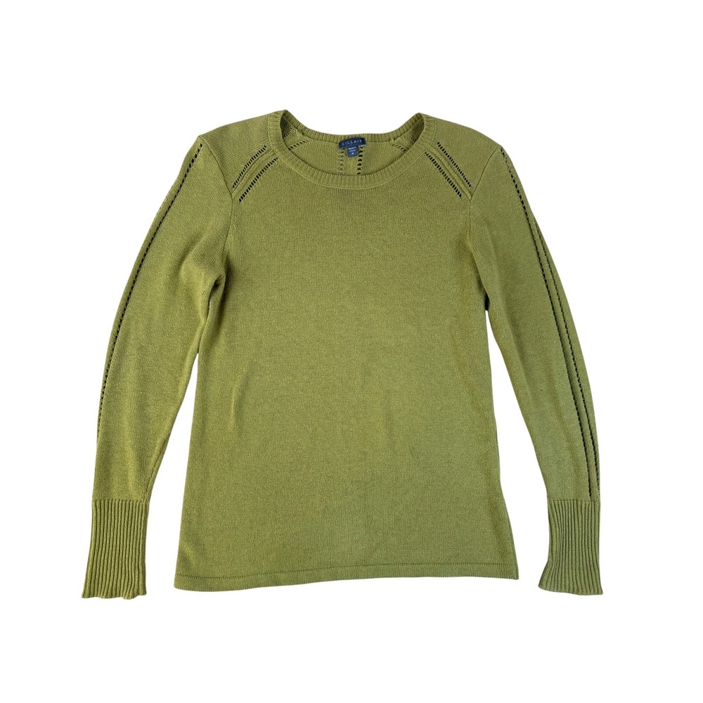 Quiet Luxury Crewneck Sweater Cotton Cashmere Pointelle Detail Medium Lilla P